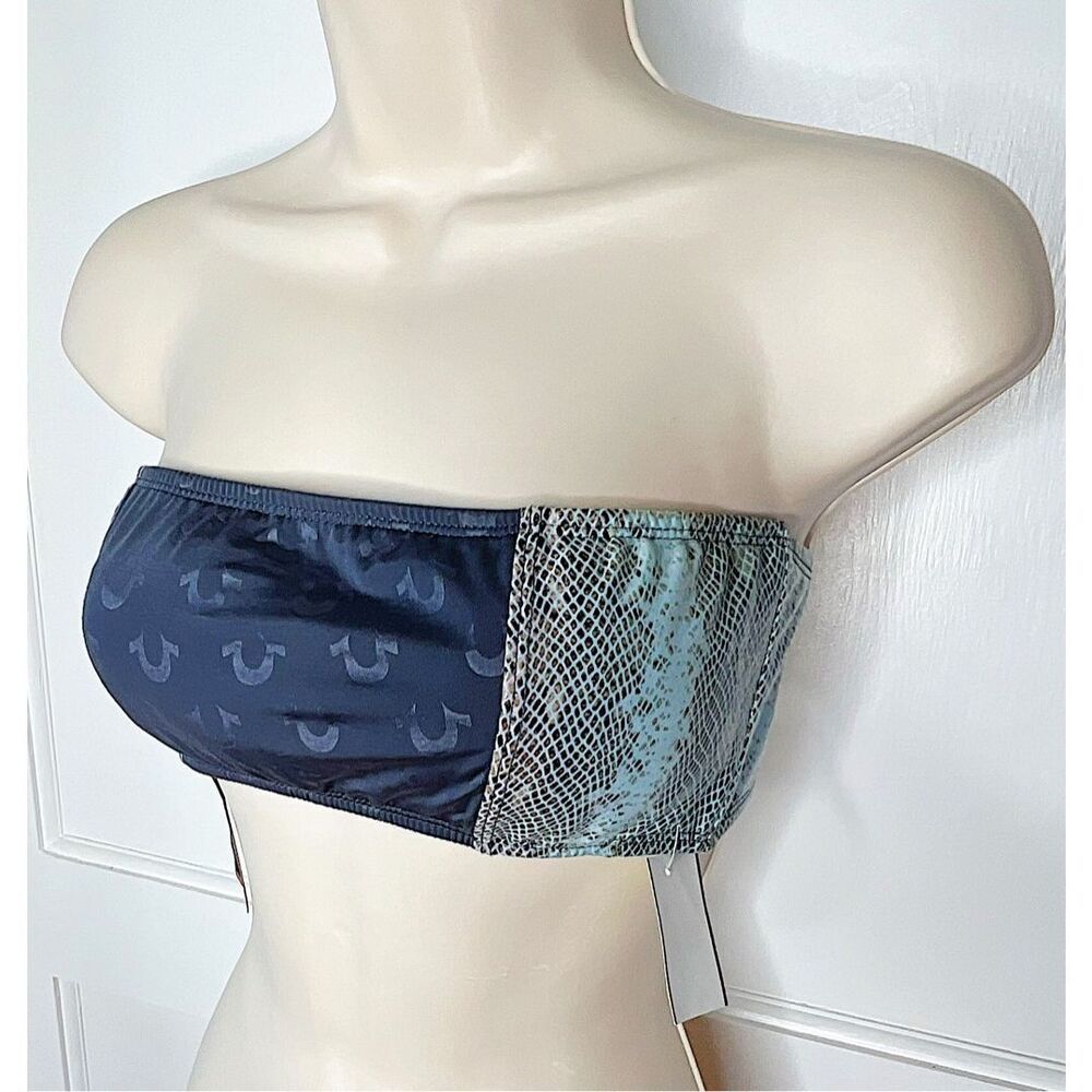 True Religion Snakeskin Horseshoe Bandeau Bikini Top Nwt Size Large